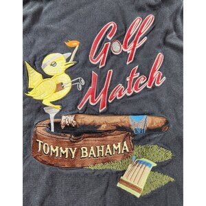 Black Tommy Bahama Embroidered 100% Silk Golf Match Camp Shirt Mens Size XL HTF